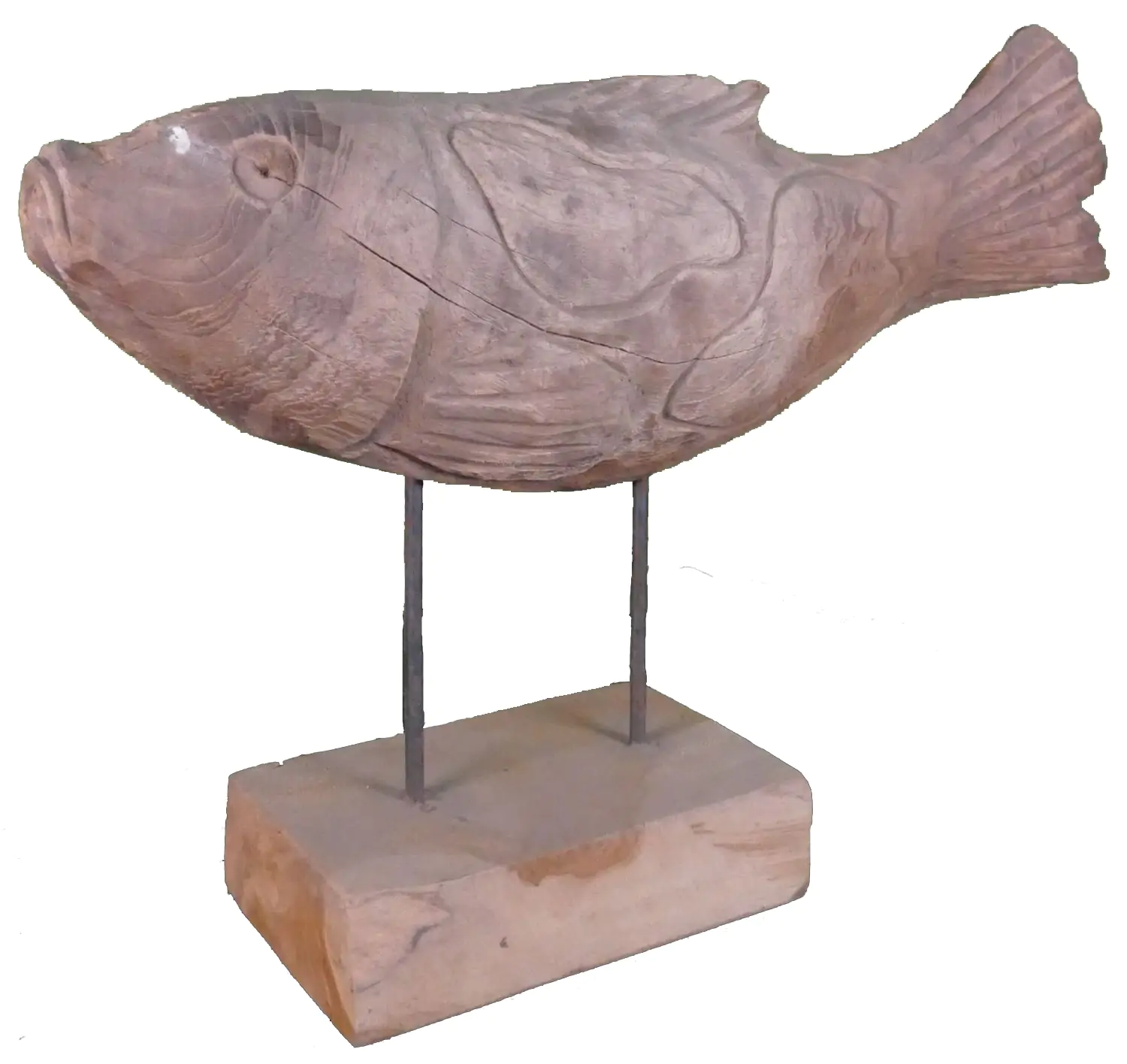  Product image 2 of the product “carved koi wood on stand S made from teak root pieces, 53cm length ”
